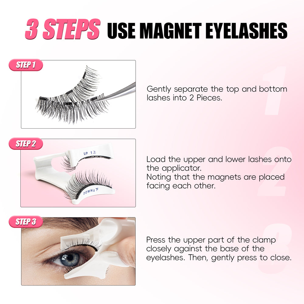 Magnetic Eyelashes Kit - (Pair of 2 + Applicator)